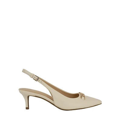 Tienna Chain-Detailed Slingback Dress Pumps