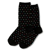 Women's Pindot Heart Print Crew Socks