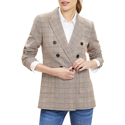 Plaid Double-Breasted Blazer