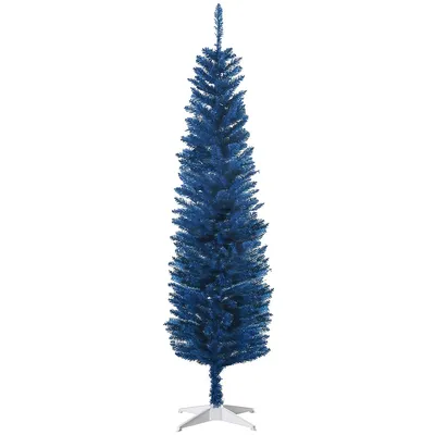 6ft Artificial Pencil Slim Christmas Tree, Deep Blue