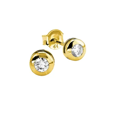 14K Yellow Gold & Cubic Zirconia Stud Earrings