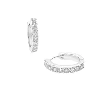 Rhodium-Plated Sterling Silver & Cubic Zirconia Creole Earrings