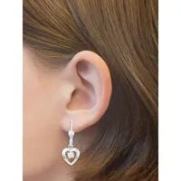 Kid's Heart Rhodium-Plated Sterling Silver & White Cubic Zirconia Drop Earrings