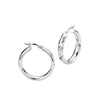 Creole Rhodium-Plated Sterling Silver Hoop Earrings