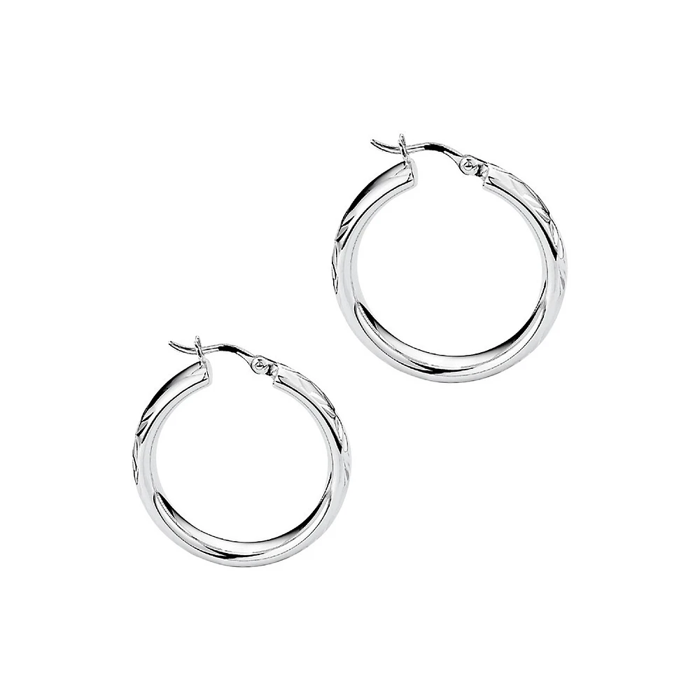 Creole Rhodium-Plated Sterling Silver Hoop Earrings