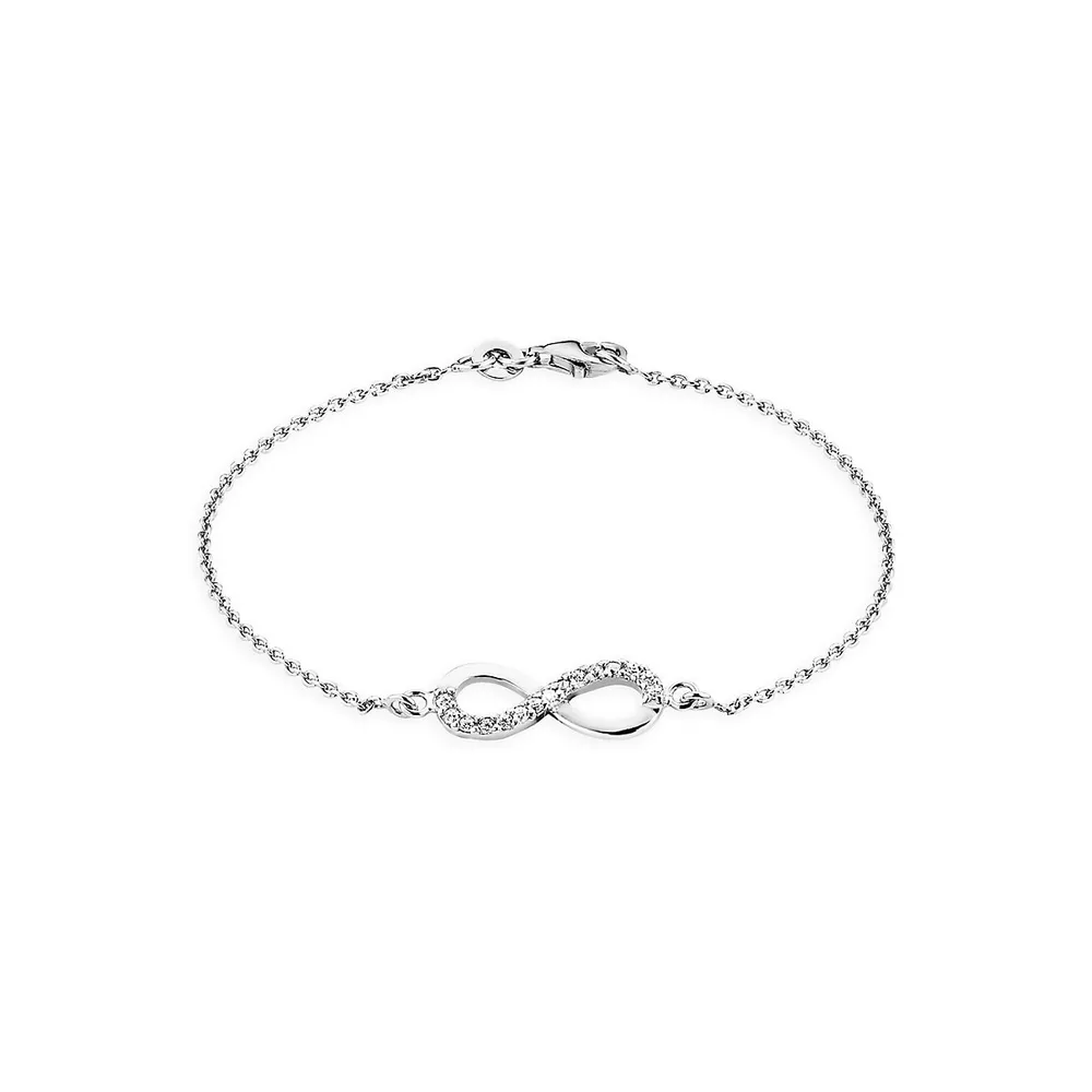 Infinity Rhodium-Plated Sterling Silver & White Cubic Zirconia Bracelet