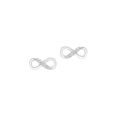 Rhodium-Plated Sterling Silver & Cubic Zirconia Infinity Sign Earrings