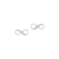 Rhodium-Plated Sterling Silver & Cubic Zirconia Infinity Sign Earrings