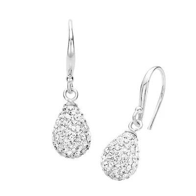 Rhodium-Plated Sterling Silver & White Crystal Drop Earrings