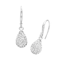 Rhodium-Plated Sterling Silver & White Crystal Drop Earrings