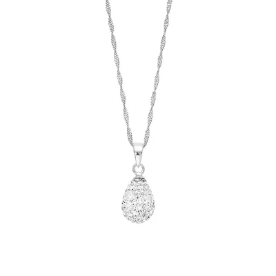 Rhodium-Plated Sterling Silver & Crystal Singapore Chain Pendant Necklace