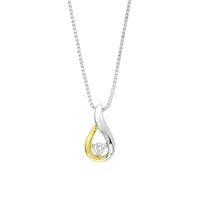 Venezia Bicolour Goldplated, Sterling Silver & White Cubic Zirconia Pendant Necklace