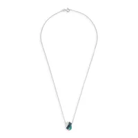 Rhodium-Plated Sterling Silver, White, Turquoise & Blue Swarovski Crystal Pendant Necklace