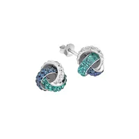 Knot Rhodium-Plated Sterling Silver & Multicoloured Swarovski Crystal Stud Earrings