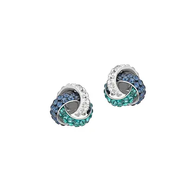 Knot Rhodium-Plated Sterling Silver & Multicoloured Swarovski Crystal Stud Earrings