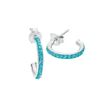 Kid's Rhodium-Plated Sterling Silver & Crystal Curved Earrings