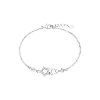Rhodium-Plated Sterling Silver & Cubic Zirconia Star Bracelet