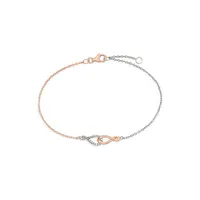 Rhodium-Plated, Rose Goldplated Sterling Silver & Cubic Zirconia Infinity Bracelet