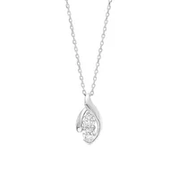Rhodium-Plated Sterling Silver & Cubic Zirconia Pendant Necklace