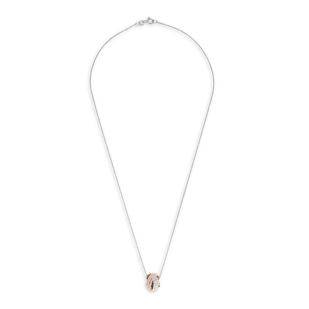 Collier en argent sterling avec cristaux deux tons