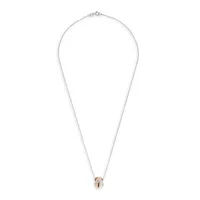 Sterling Silver Two-Tone Crystal Pave Necklace