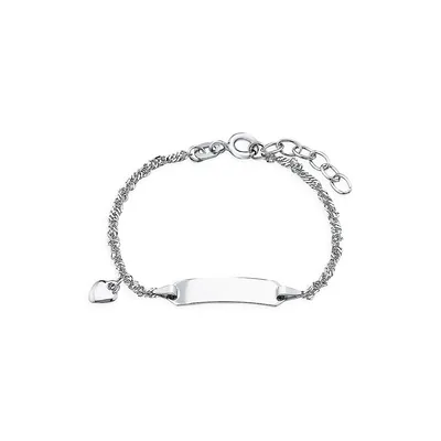 Kid's Rhodium-Plated Sterling Silver Engravable ID Ident Bracelet