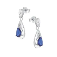 Pendants d'oreilles en argent sterling rhodié avec cristaux blancs et bleus