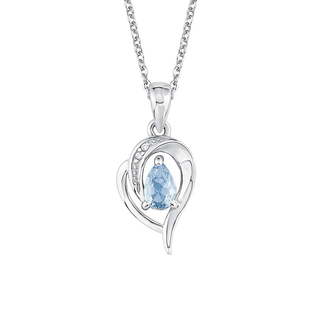 Rhodium-Plated Sterling Silver & Cubic Zirconia Pendant Necklace