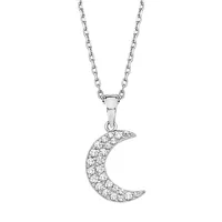 Rhodium-Plated Sterling Silver & White Cubic Zirconia Pendant Necklace