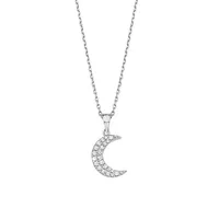 Rhodium-Plated Sterling Silver & White Cubic Zirconia Pendant Necklace