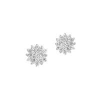 Rhodium-Plated Sterling Silver & White Cubic Zirconia Stud Earrings