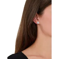 Rhodium-Plated Sterling Silver & White Cubic Zirconia Stud Earrings