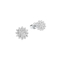 Rhodium-Plated Sterling Silver & White Cubic Zirconia Stud Earrings