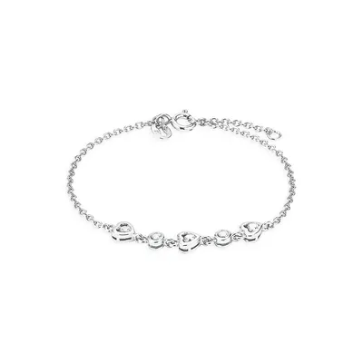 Rhodium-Plated Sterling Silver & Cubic Zirconia Bracelet