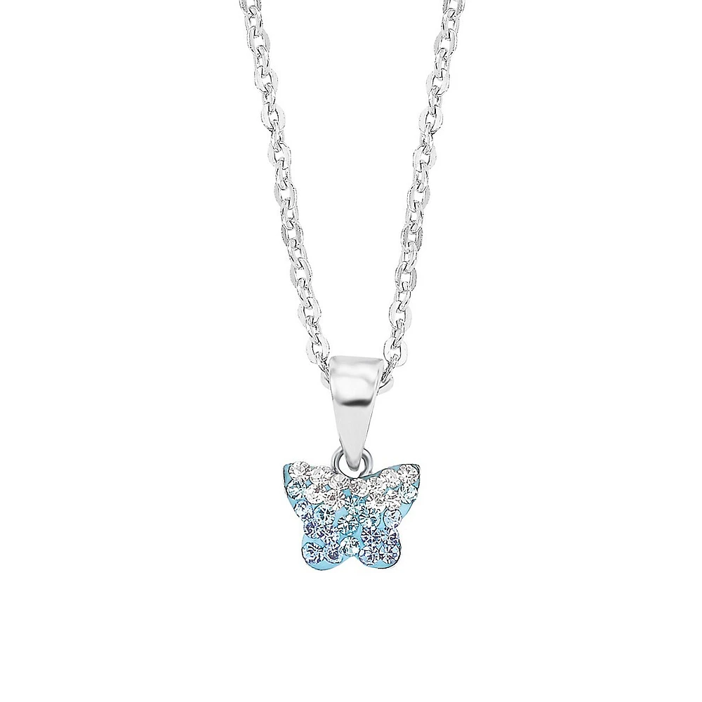 Kid's Rhodium-Plated Sterling Silver & Multicoloured Crystal Pendant Necklace