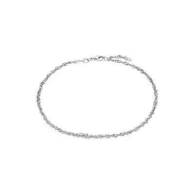 Summer Rhodium-Plated Sterling Silver Singapore Chain Anklet