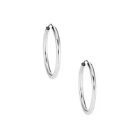 Rhodium-Plated Sterling Silver Creole Hoop Earrings