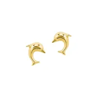 14K Yellow Gold Dolphin Stud Earrings