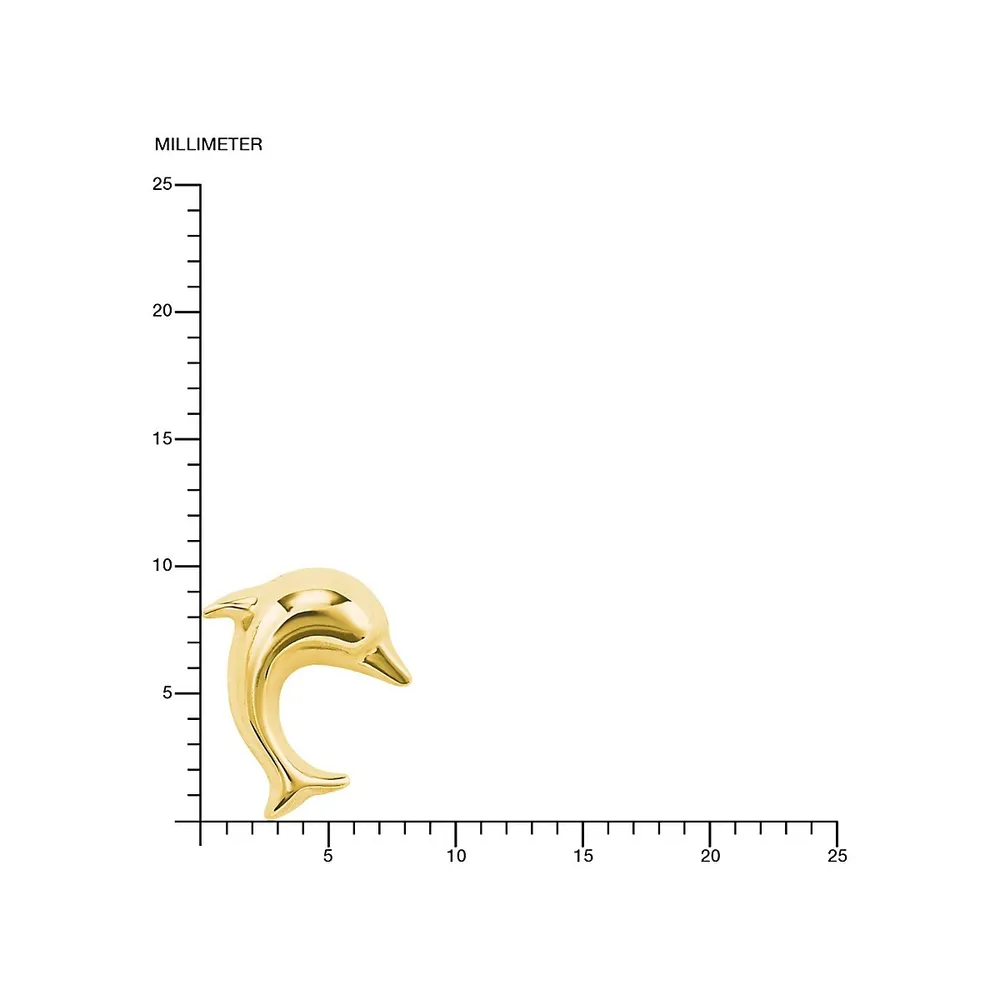 14K Yellow Gold Dolphin Stud Earrings