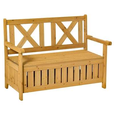 2-seater Wooden Outdoor Bench With Storage Box