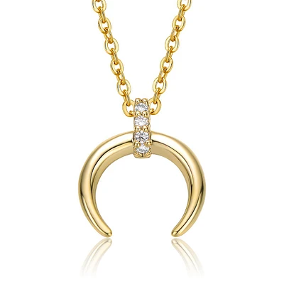 Kids/teens 14k Gold Plated With Cubic Zirconia Crescent Horn Pendant Necklace
