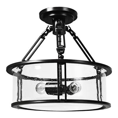 Semi Flush Mount Ceiling Light 3-light Industrial Bubble Glass Pendant Lamp