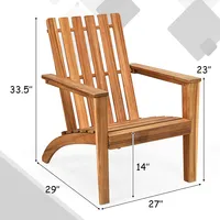 Patio Acacia Wood Adirondack Chair Lounge Armchair Durable Outdoor Garden Yard