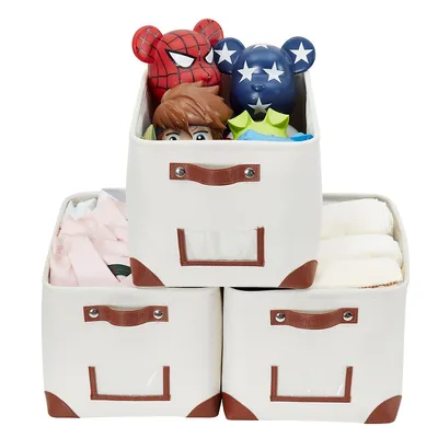 Foldable Fabric Storage Bin With Label Holders 3-pack