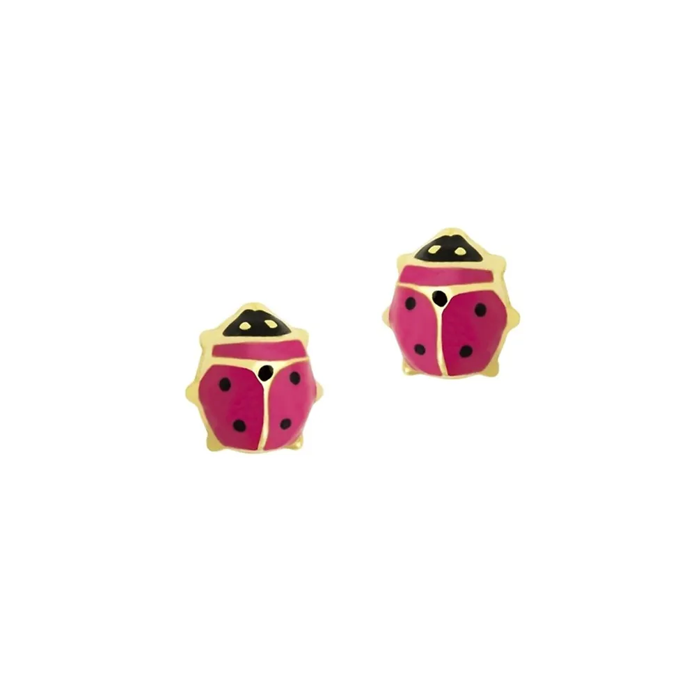 Kid’s 9K Yellow Gold Ladybug Stud Earrings