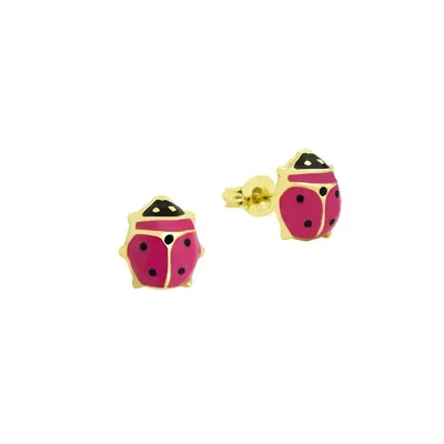 Boutons d'oreilles en forme de coccinelle en or jaune 9 ct pour enfant