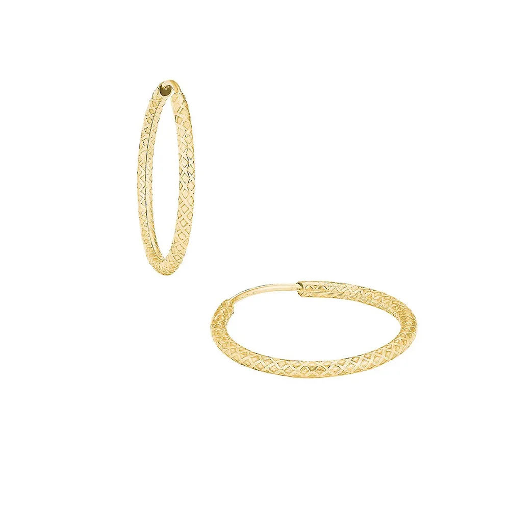 375 9K Yellow Gold Tube Creoles Medium Hoop Earrings