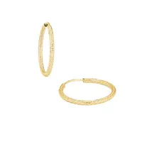 375 9K Yellow Gold Tube Creoles Medium Hoop Earrings