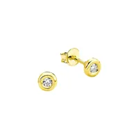 Basic 9K Yellow Gold & White Cubic Zirconia Stud Earrings