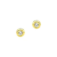 Basic 9K Yellow Gold & White Cubic Zirconia Stud Earrings